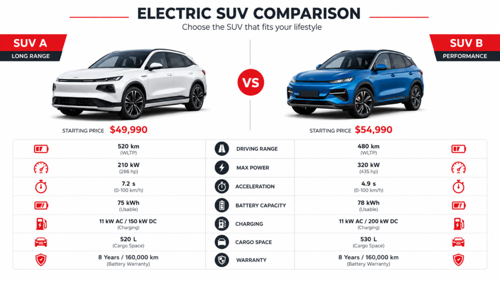 Infografía comparativa de precio y características del Tesla
  Model Y y el BYD Atto 3
