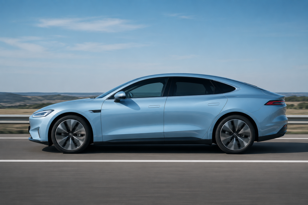 Hyundai Ioniq 6 Long Range eléctrico azul mostrando su
  silueta aerodinámica