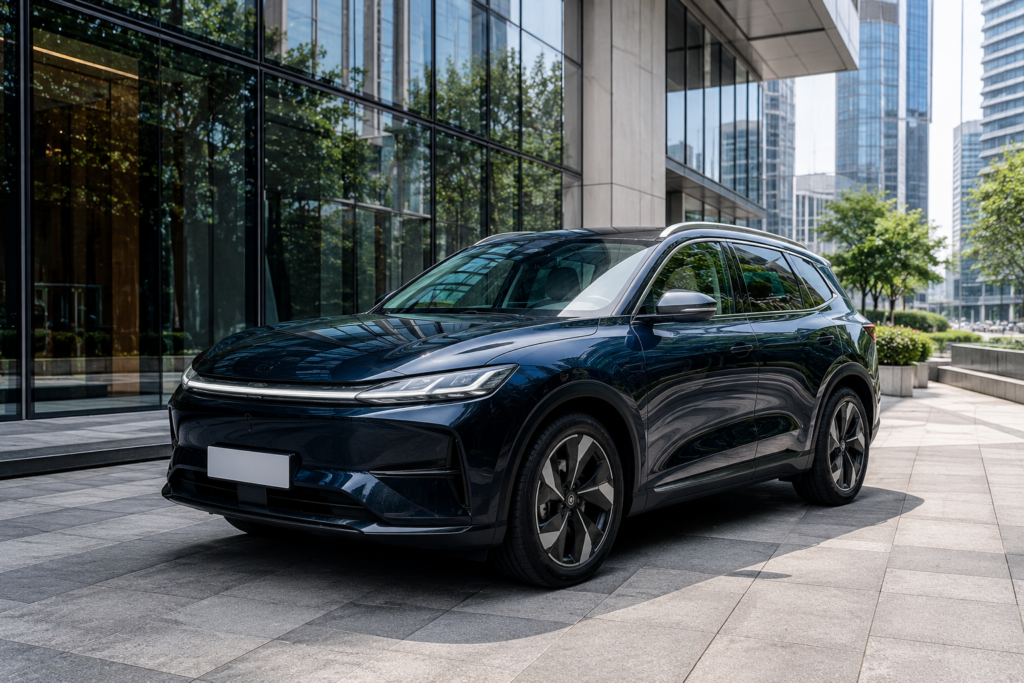 Peugeot 3008 Long Range aparcado en un entorno urbano moderno