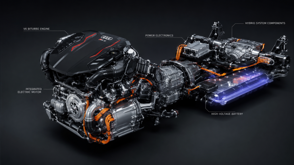  Sistema híbrido enchufable V6 biturbo del Audi RS 5 2026 de
  639 CV