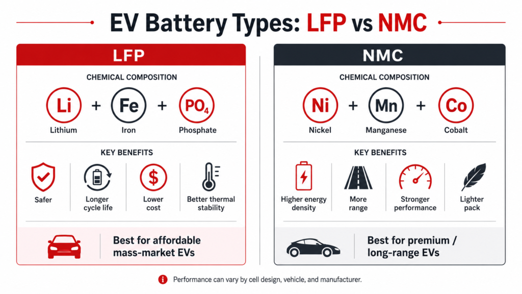 Comparativa entre baterías LFP y NMC para coches eléctricos