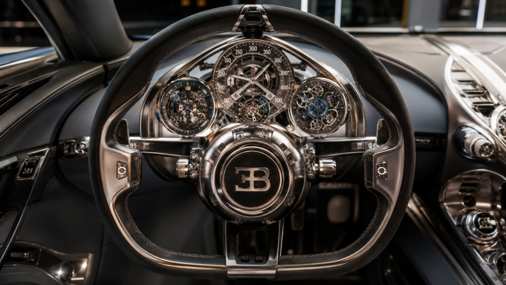  Cuadro de instrumentos analógico tipo relojería suiza del
  Bugatti Tourbillon
