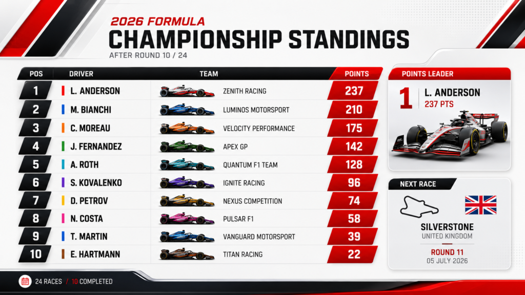 Clasificación del Mundial de F1 2026 tras el GP de Austria con
Antonelli líder y Russell segundo