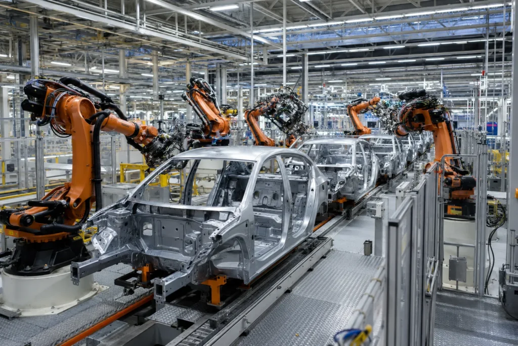 Línea de montaje de una factoría española de automóviles, criterio clave para la ayuda europea