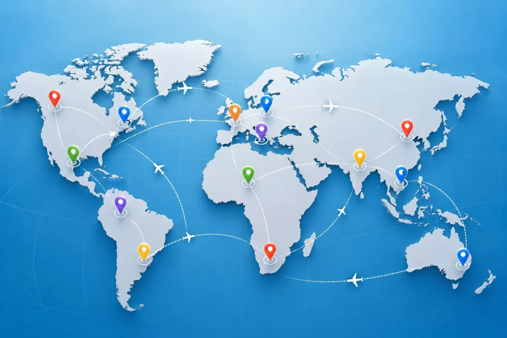 Mapa mundial con las sedes de las carreras, ilustrando los cambios del calendario