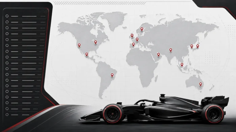 Concepto del calendario de la Fórmula 1 2026 con las sedes de las carreras